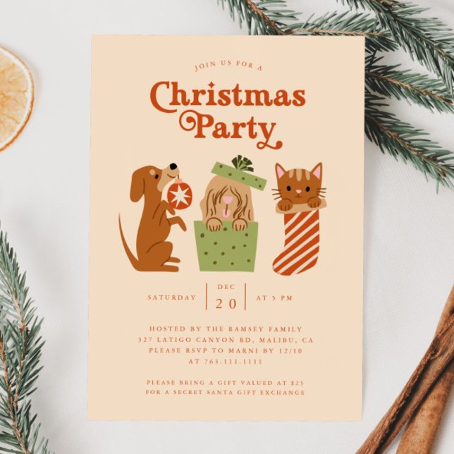 Invitación Navidades Fiesta Perro gato Amarillo (Subido por el creador)