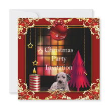Invitación Navidades fiesta Perro Rojo Dalmación