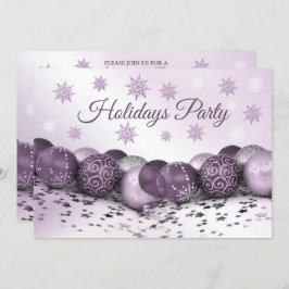 Invitación Navidades Fiesta Pink Purple Ornamakes Snowflakes