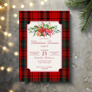 Invitación Navidades fiesta pino cembro rojo elegante