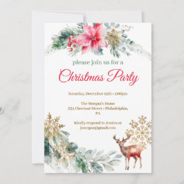 Invitación Navidades Fiesta Red Poinsettia