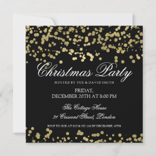 Invitación Navidades Fiesta Relieve metalizado dorado Confett