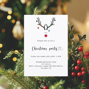 Invitación Navidades fiesta reno divertido moderno