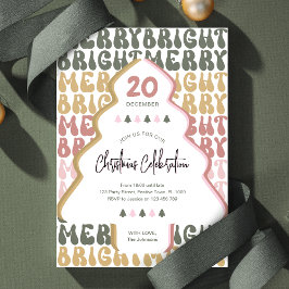 Invitación Navidades Fiesta Retro Groovy Colorful Festive