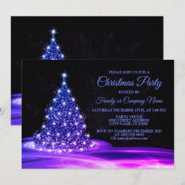 Invitación Navidades Fiesta Rosa Azul brillante Árbol de invi