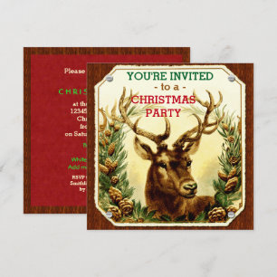 Invitación Navidades Fiesta Rústico Rústico Grano de madera d