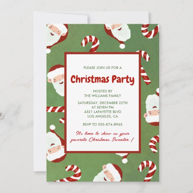 Invitación Navidades Fiesta Santa Barley Sugar (Anverso)