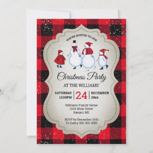 Invitación Navidades Fiesta Snowman patinando búfalo