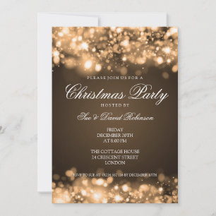 Invitación Navidades Fiesta Sparkling Lights Gold