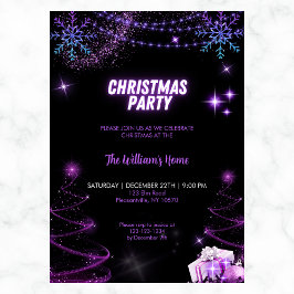 Invitación Navidades Fiesta Sparkling Trees | Estrellas de co