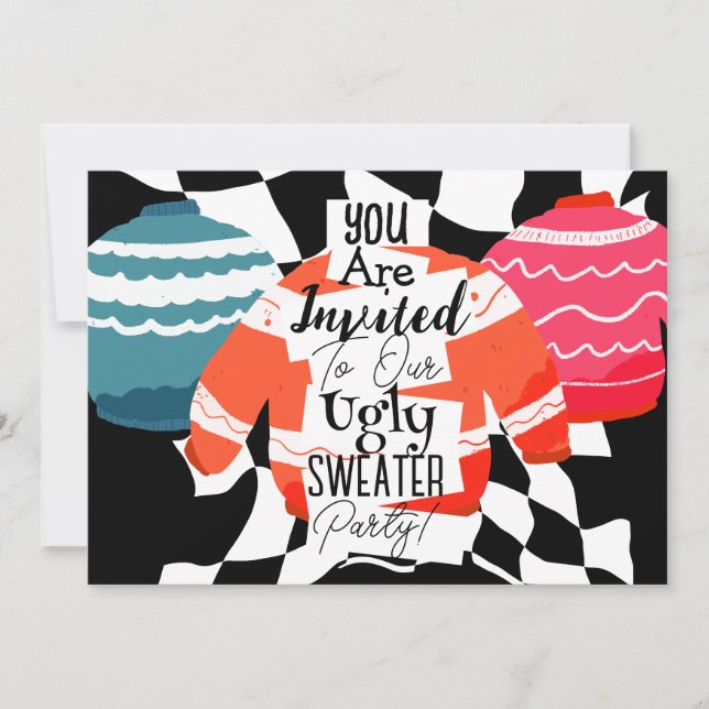 Invitación Navidades Fiesta suéter feo (Anverso)