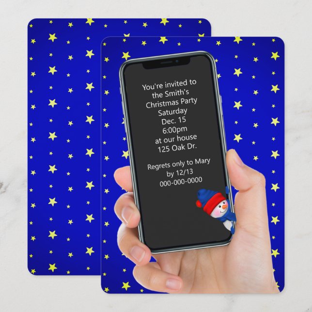 Invitación Navidades Fiesta Teléfono Mensajes de texto (Anverso / Reverso)