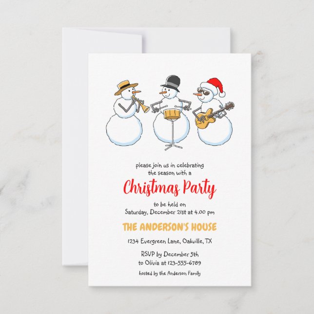 Invitación Navidades Fiesta Temporada de Festividades Snowmen (Anverso)