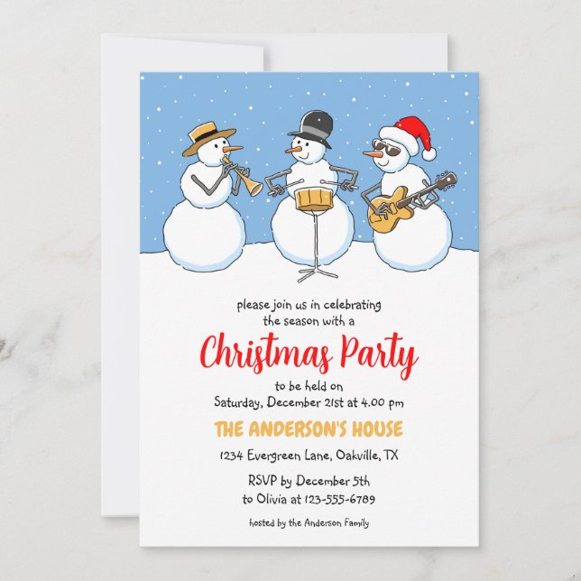 Invitación Navidades Fiesta Temporada de Festividades Snowmen (Anverso)