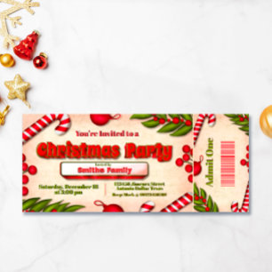 Invitación Navidades Fiesta Ticket
