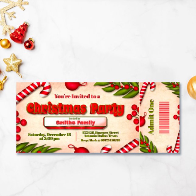 Invitación Navidades Fiesta Ticket (Subido por el creador)