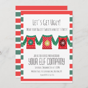 Invitación Navidades Fiesta Ugly Sweaters Office Company Even