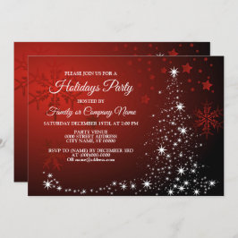 Invitación Navidades Fiesta White Stars Tree Copos de nieve r