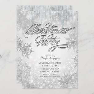 Invitación Navidades Fiesta Winter Wonderland White Snowflake