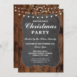 Invitación Navidades Fiesta Wood Rustic Chalk Dinner Day