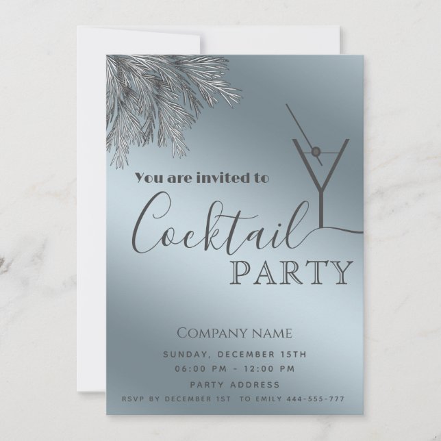 Invitación Navidades fiestas de pinares minimalistas (Anverso)