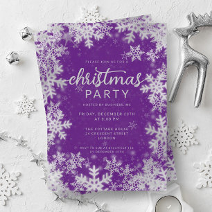 Invitación Navidades Fiestas de Purple Faux Relieve metalizad