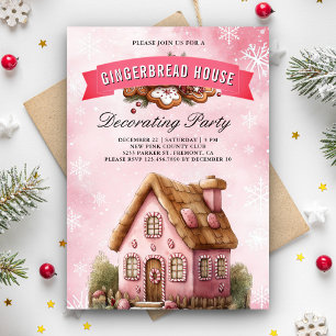 Invitación Navidades Fiestas decoran casa de pan de jengibre 