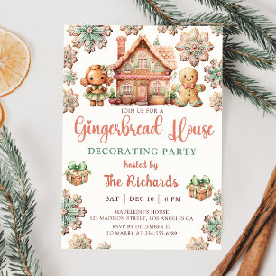 Invitación Navidades Fiestas decorando la casa de Gingerbread