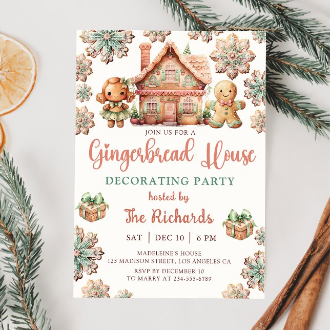 Invitación Navidades Fiestas decorando la casa de Gingerbread (Subido por el creador)