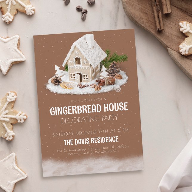 Invitación Navidades Fiestas decorando la casa de Gingerbread (Subido por el creador)