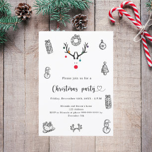 Invitación Navidades fiestas modernos y divertidos garabatos 