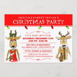 Invitación Navidades Fiestas renos con bebidas invitan