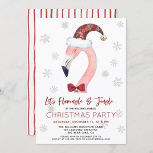 Invitación Navidades Flamingle y Jingle Santa Flamingo Fiesta