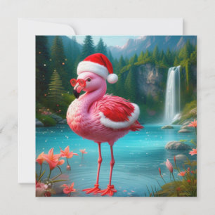 Invitación Navidades Flamingo Como Santa Claus-47475