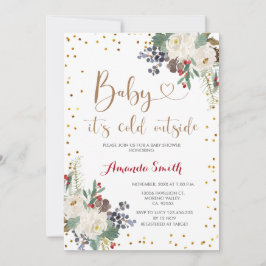 Invitación Navidades floral hace frío fuera de Baby Shower