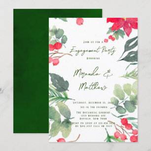 Invitación Navidades Floral Paint Green Leaf Engagement Party