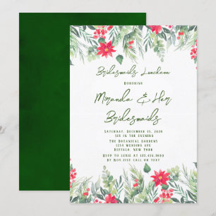Invitación Navidades Floral Paint Leaf Bridesmaids Luncheon