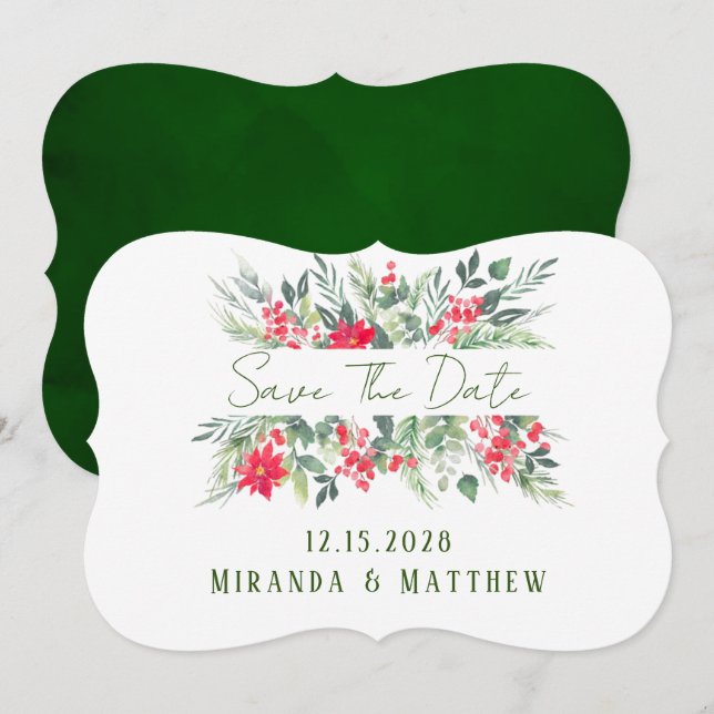 Invitación Navidades Floral Paint Leaf Wedding Salven La Fech (Anverso / Reverso)