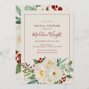 Invitación Navidades Floral Watercolor Bridal Shower