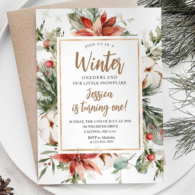 Invitación Navidades Floral Winter Onederland Cumpleaños (Subido por el creador)