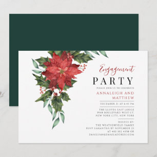 Invitación Navidades florales Compromiso Fiesta elegante
