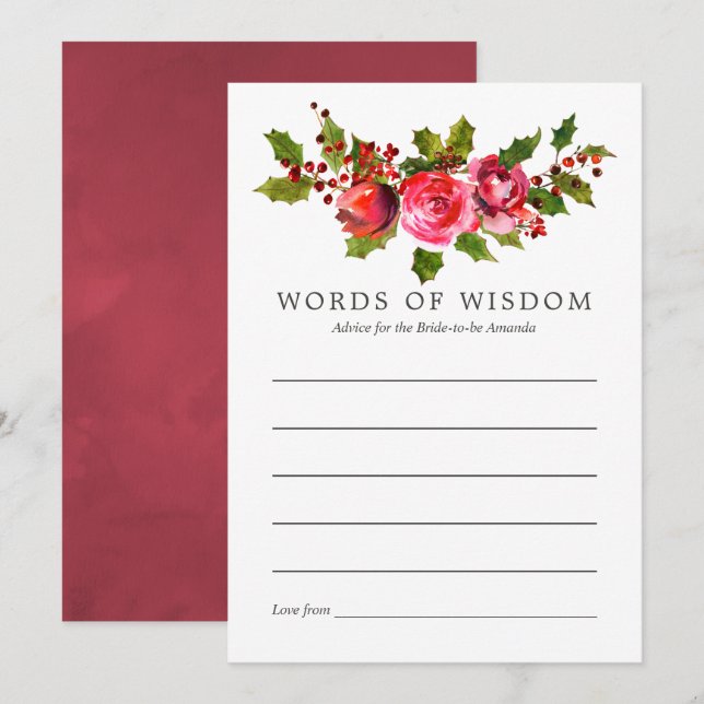 Invitación Navidades florales Consejo de ducha de novia para  (Anverso / Reverso)