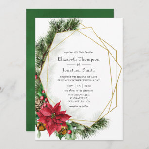 Invitación Navidades florales de acuarela Boda geométrico
