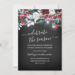 Invitación Navidades florales de Borgoña de Chalkboard Rústic<br><div class="desc">Más invitaciones de Bonitos Rústicos Navidades en la Pequeña Tienda Bayleigh!</div>