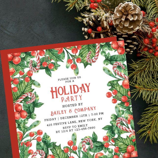 Invitación Navidades florales de feriados corporativos (Subido por el creador)