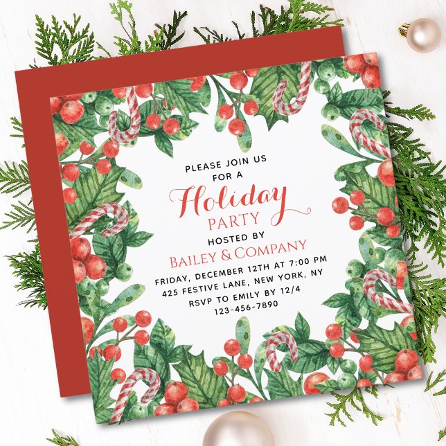 Invitación Navidades florales de feriados corporativos (Subido por el creador)