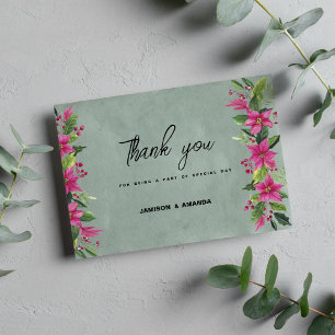 Invitación Navidades florales de invierno verde malva rosa Gr