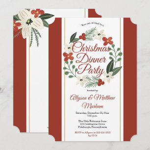 Invitación Navidades florales de Navidad Fiesta de cena