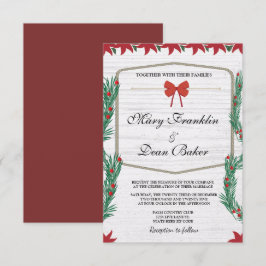 Invitación Navidades florales de Poinsettia Rojo Boda acuarel