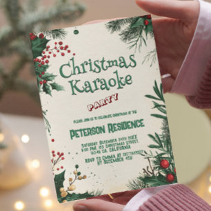 Invitación Navidades florales Karaoke Fiesta